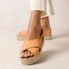 Show Me Your Mumu Alohas Crossed Platform Sandal ~ Tangy Orange