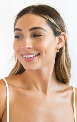 Show Me Your Mumu Gorjana Chloe Mini Huggie Earrings ~ 18K Gold Plated -Show Me Your Mumu DSC 2364