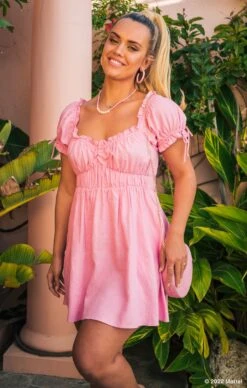Show Me Your Mumu Nikki Mini Dress ~ Barbie™ Pink Linen -Show Me Your Mumu DSC 2635 Edit
