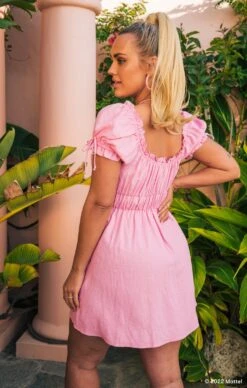 Show Me Your Mumu Nikki Mini Dress ~ Barbie™ Pink Linen -Show Me Your Mumu DSC 2670