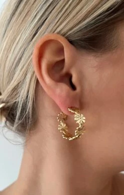 Show Me Your Mumu ALV Jewels Flower Hoop Earrings ~ 18K Gold Filled