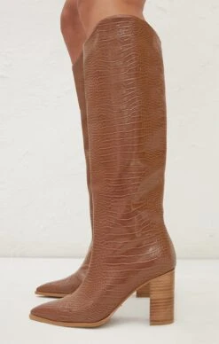 Show Me Your Mumu Billini Gabriel Tall Boot ~ Wood Croc-Natural