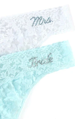 Show Me Your Mumu Hanky Panky Bride & Mrs. Original Rise Thong Gift Set ~ White/Blue