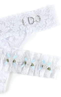 Show Me Your Mumu Hanky Panky I Do Original Rise Thong & Garter Box Set ~ White