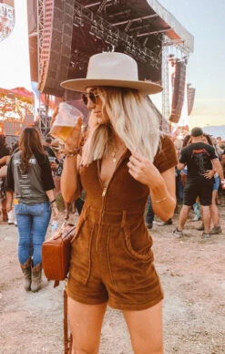 Show Me Your Mumu Outlaw Romper ~ Saddle Brown Corduroy
