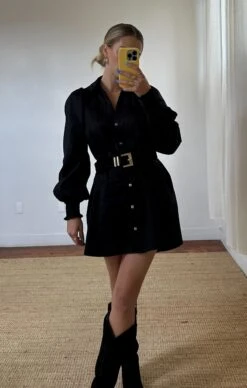 Show Me Your Mumu Allure Shirt Dress ~ Black Poplin