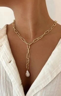 Show Me Your Mumu ALV Jewels Lola Pearl Link Necklace ~ Gold