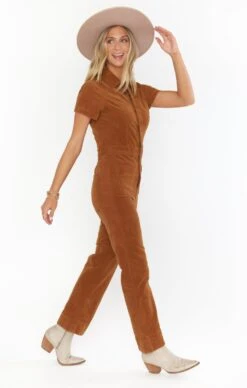 Show Me Your Mumu Cropped Everhart Jumpsuit ~ Camel Corduroy -Show Me Your Mumu MDF2 582 CC33 04