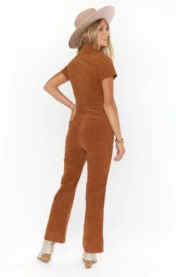 Show Me Your Mumu Cropped Everhart Jumpsuit ~ Camel Corduroy -Show Me Your Mumu MDF2 582 CC33 05