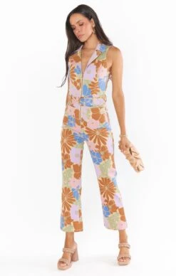 Show Me Your Mumu Jacksonville Cropped Jumpsuit ~ Sage Retro Garden -Show Me Your Mumu MDF2 602 SG11 01