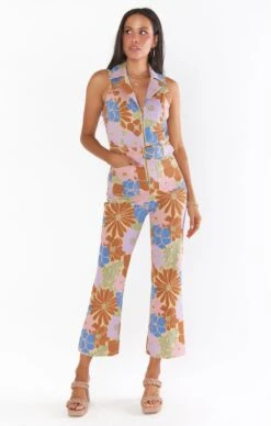 Show Me Your Mumu Jacksonville Cropped Jumpsuit ~ Sage Retro Garden