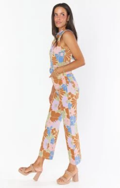 Show Me Your Mumu Jacksonville Cropped Jumpsuit ~ Sage Retro Garden -Show Me Your Mumu MDF2 602 SG11 03
