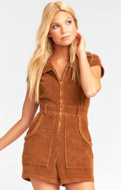 Show Me Your Mumu Outlaw Romper ~ Saddle Brown Corduroy -Show Me Your Mumu MDF9 273 SB21 02