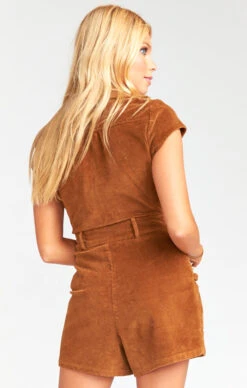 Show Me Your Mumu Outlaw Romper ~ Saddle Brown Corduroy -Show Me Your Mumu MDF9 273 SB21 04