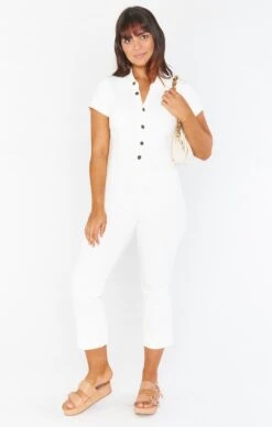Show Me Your Mumu Cropped Everhart Jumpsuit ~ Pearly White -Show Me Your Mumu MDS1 456 PW21 01 1