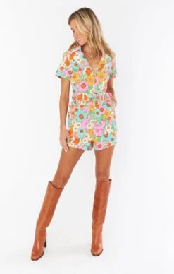 Show Me Your Mumu Outlaw Romper ~ Flower Market Denim -Show Me Your Mumu MDS3 643 FM12 01