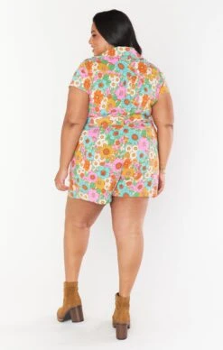 Show Me Your Mumu Outlaw Romper ~ Flower Market Denim -Show Me Your Mumu MDS3 643 FM12 18