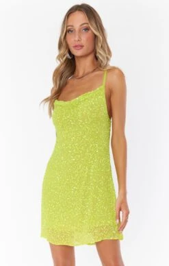 Show Me Your Mumu Suzanna Slip Dress ~ Lime Sequins -Show Me Your Mumu MF0 1292 LS24 01 2