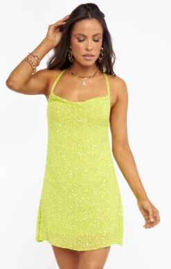 Show Me Your Mumu Suzanna Slip Dress ~ Lime Sequins -Show Me Your Mumu MF0 1292 LS24 02