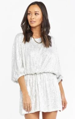 Show Me Your Mumu Genevieve Mini Dress ~ White Shine Sequins