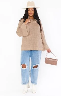 Show Me Your Mumu Hicks Sweater ~ Taupe Waffle Knit -Show Me Your Mumu MF1 4743 TK04 01