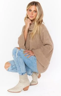 Show Me Your Mumu Hicks Sweater ~ Taupe Waffle Knit