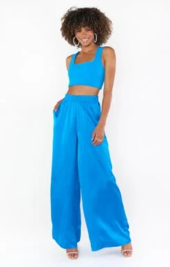 Show Me Your Mumu Irwin Pants ~ Blue Luxe Satin -Show Me Your Mumu MF2 3057 AB62 01