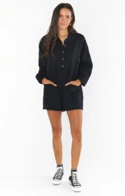 Show Me Your Mumu Gianni Romper ~ Black Knit