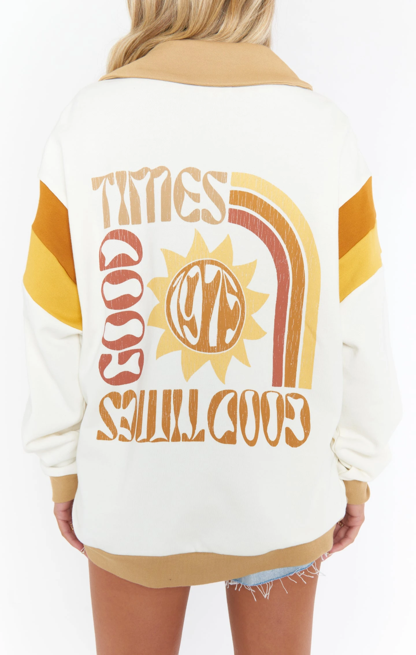 Show Me Your Mumu Benny Half Zip Sweatshirt ~ Good Times Graphic Knit 7 Show Me Your Mumu Benny Half Zip Sweatshirt ~ Good Times Graphic Knit - Image 5