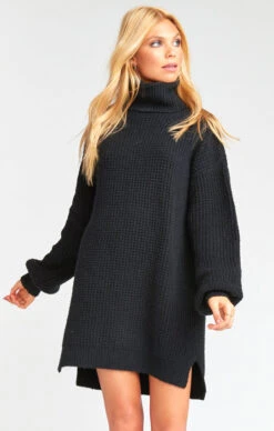 Show Me Your Mumu Chester Sweater Dress ~ Black Knit