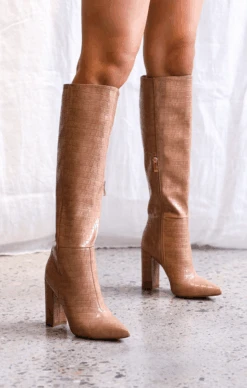 Show Me Your Mumu Billini Milla Tall Boots ~ Hazelnut Croc