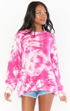 Show Me Your Mumu Oaklyn Sweater ~ Pink Tie Dye Knit
