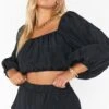 Show Me Your Mumu Keepsake Crop Top ~ Black Crinkle -Show Me Your Mumu MM1 4659 BK66 01