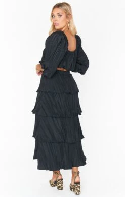 Show Me Your Mumu Keepsake Crop Top ~ Black Crinkle -Show Me Your Mumu MM1 4659 BK66 01 2