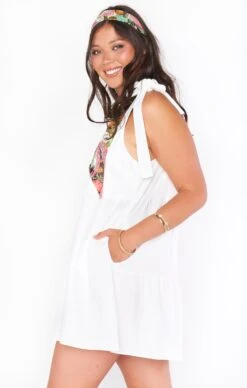 Show Me Your Mumu Emme Tie Dress ~ White Linen -Show Me Your Mumu MM1 4782 WH56 01 2