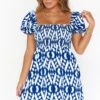 Show Me Your Mumu Bixby Mini Dress ~ Blue Ikat -Show Me Your Mumu MM1 4793 BK0701 1