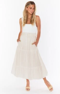 Show Me Your Mumu Miley Midi Skirt ~ Cream -Show Me Your Mumu MM2 4694 WH57 01 2