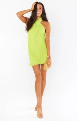 Show Me Your Mumu Jasmine Halter Mini Dress ~ Citrine Green -Show Me Your Mumu MM2 4880 LG46 01