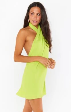 Show Me Your Mumu Jasmine Halter Mini Dress ~ Citrine Green -Show Me Your Mumu MM2 4880 LG46 01 3