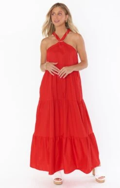 Show Me Your Mumu Hallie Halter Dress ~ Cherry Poplin