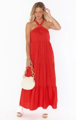 Show Me Your Mumu Hallie Halter Dress ~ Cherry Poplin -Show Me Your Mumu MM2 5262 RP05 01 3