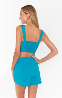 Show Me Your Mumu Sally Crop Top ~ Teal Suiting -Show Me Your Mumu MM3 5231 TS11 07