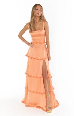 Show Me Your Mumu Lady Corset Dress ~ Cantaloupe Luxe Satin -Show Me Your Mumu MM3 5589 CA62 02