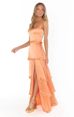 Show Me Your Mumu Lady Corset Dress ~ Cantaloupe Luxe Satin -Show Me Your Mumu MM3 5589 CA62 04