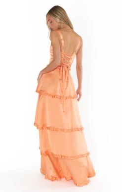 Show Me Your Mumu Lady Corset Dress ~ Cantaloupe Luxe Satin -Show Me Your Mumu MM3 5589 CA62 05