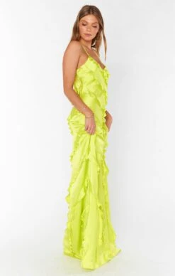 Show Me Your Mumu Romance Ruffle Dress ~ Citrine Luxe Satin -Show Me Your Mumu MM3 5702 CI62 2copy