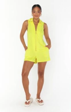 Show Me Your Mumu Reno Romper ~ Neon Yellow Terry -Show Me Your Mumu MM3 670 NY94 01 b621d796 a881 4e41 aebd 4c6d492908d8