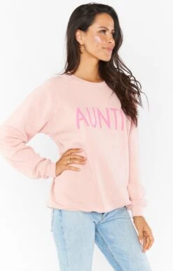Show Me Your Mumu Coulter Sweatshirt ~ Pink Auntie Graphic -Show Me Your Mumu MM9 4141 PA76 02