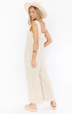 Show Me Your Mumu Run Around Jumpsuit ~ Beige Everyday Stripe -Show Me Your Mumu MPS1 1845 TN57 01 3