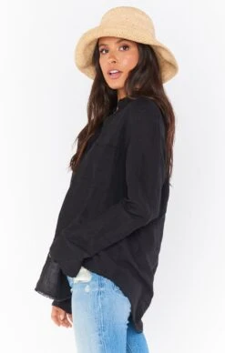 Show Me Your Mumu Marcella Shirt ~ Black Linen -Show Me Your Mumu MR0 1702 BC04 02